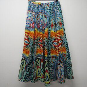 Lucky & Coco Colorful Funky Boho Print Full Maxi Skirt Women's sz XL Pull On